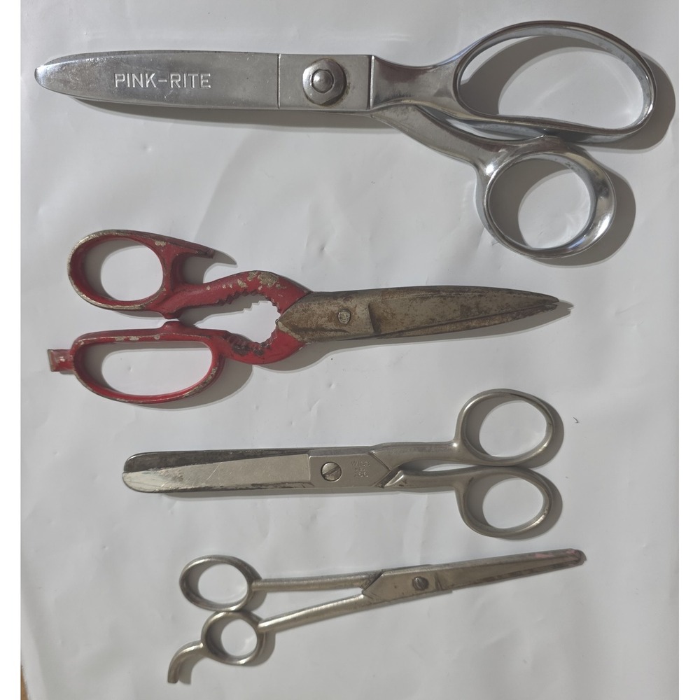 Lot of 4 Vintage‎ Scissors Pink Rite Wiss Japan Craft Sewing Tailor Shears